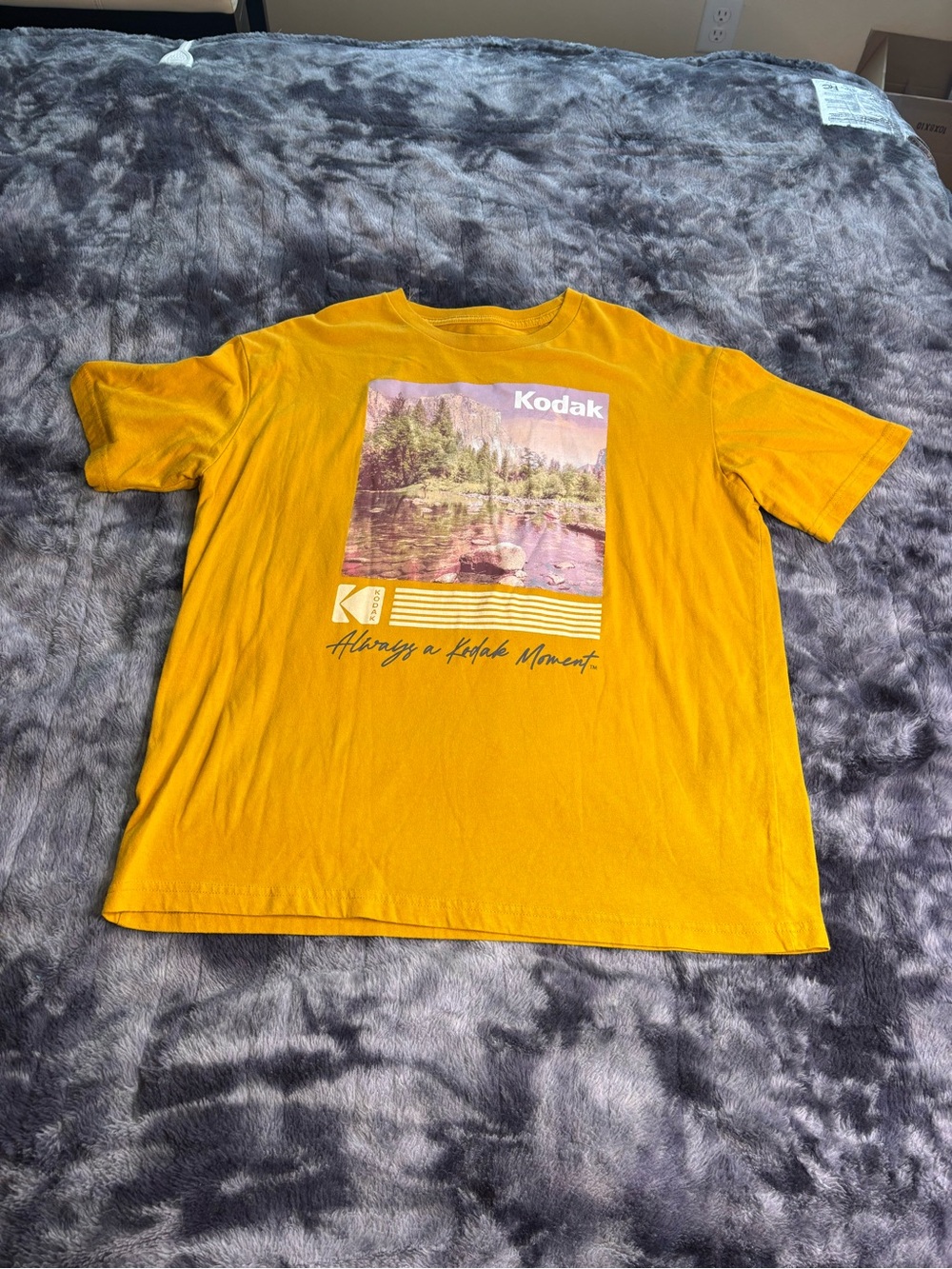 Kodak Mustard Crewneck Tee with Black Logo